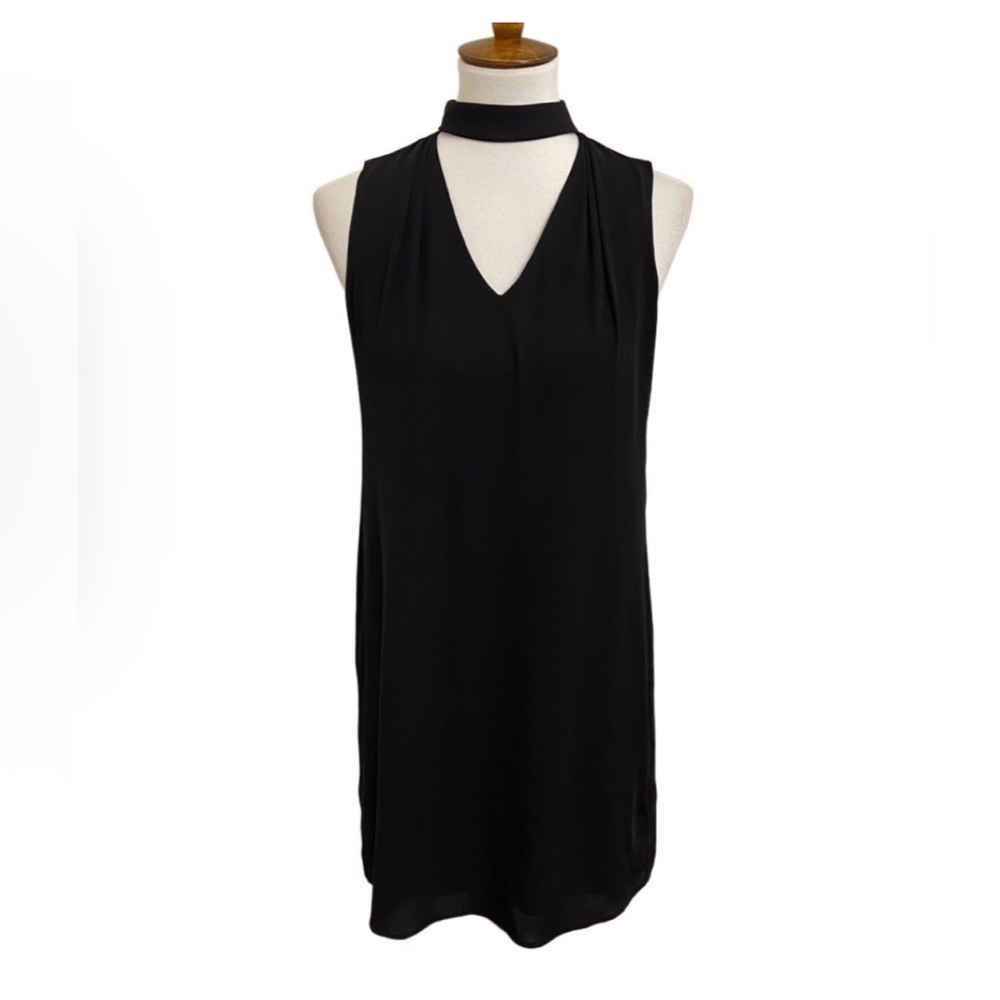 White House Black Market Sleeveless Chocker Mock Neck Black mini dress